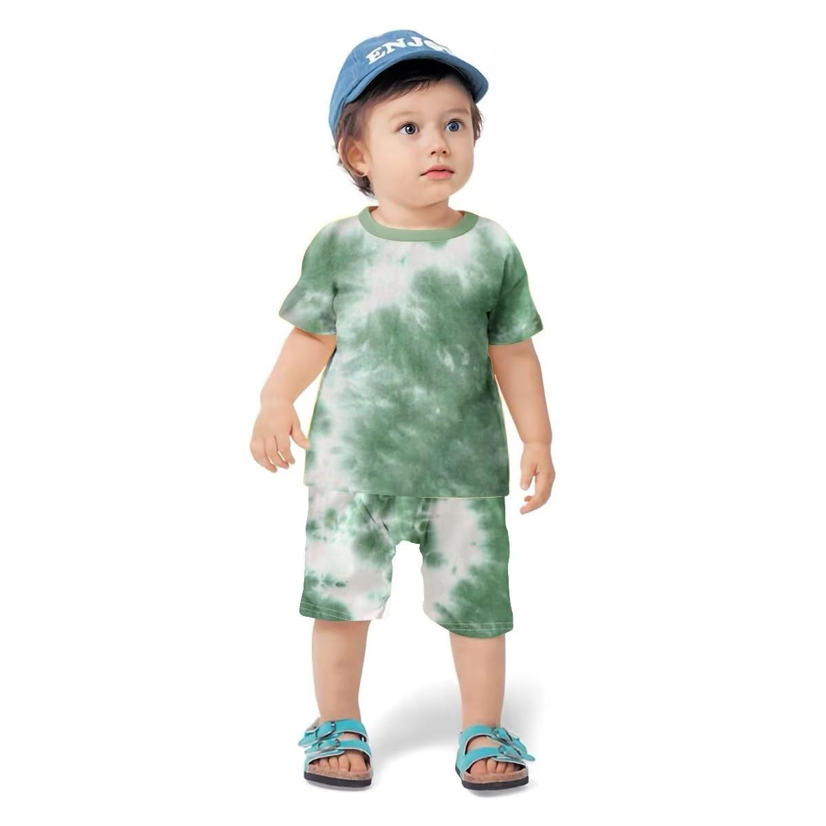 Toddler Baby Boy Summer Outfits Clothes Tie Dye Shirt and Short Set for Boys 4-Piece 2T