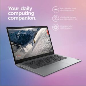 Lenovo IdeaPad 1i 14 Laptop, 14.0" HD Display, Intel Pentium QuadCore N5030, 4GB RAM, 160GB Storage (128GB eMMC + 32GB Card), 1-Year Microsoft 365, WiFi 6, Long Battery Life, Win 11, TiTac Card