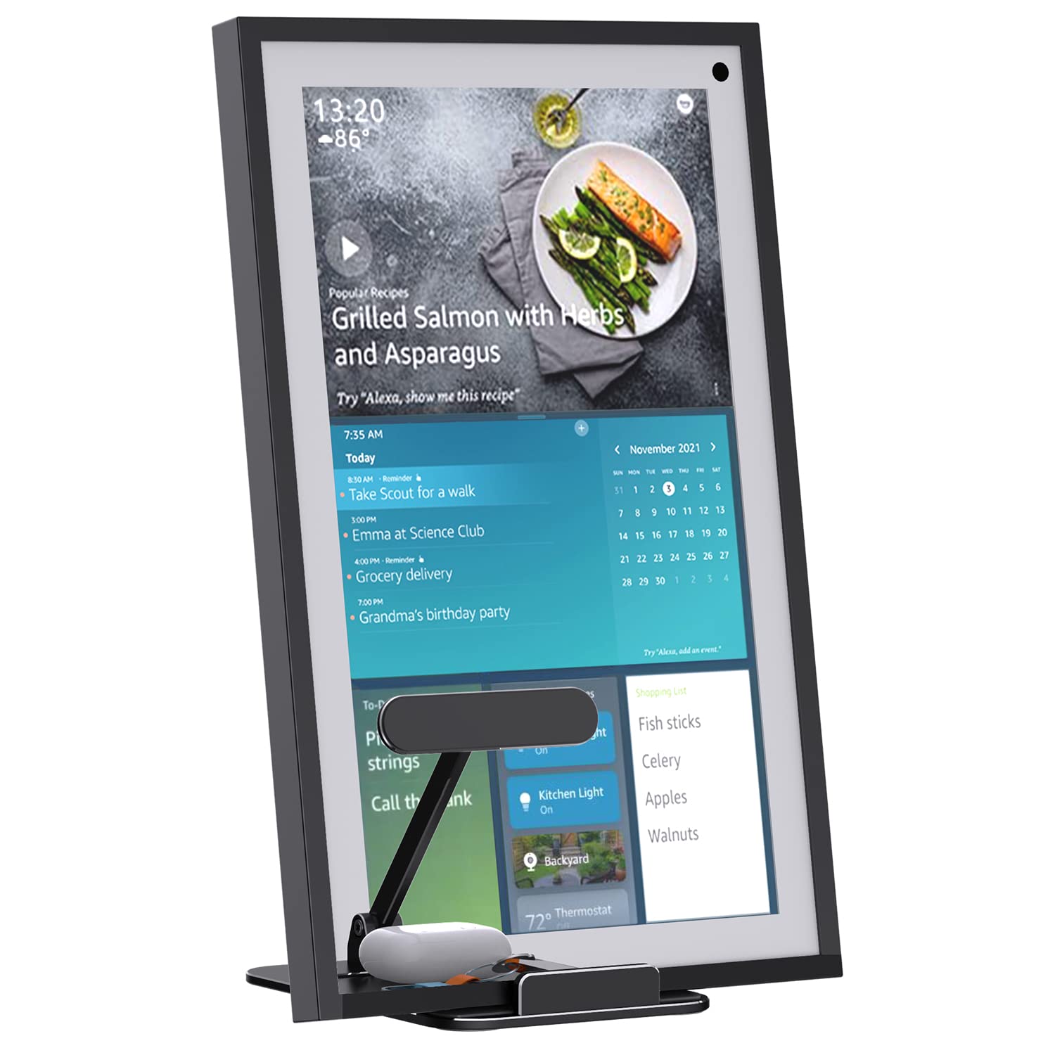 Almoz Show 15 Stand Aluminum, Tilt Stand for Show 15.6" Smart Display and Up to 18" iPad/Tablets, with Storage Tray, Compact Size, Durable and Stable (Black)