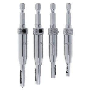 CLAHJQX 4pcs Self Centering Hinge Drill Bit Set, Door Window Hinge Perforator Hexagon Drill Locating Shaped Drilling Kit for Woodworking Punching 5/64" 7/64" 9/64" 11/64"