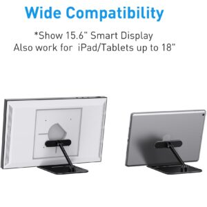 Almoz Show 15 Stand Aluminum, Tilt Stand for Show 15.6" Smart Display and Up to 18" iPad/Tablets, with Storage Tray, Compact Size, Durable and Stable (Black)