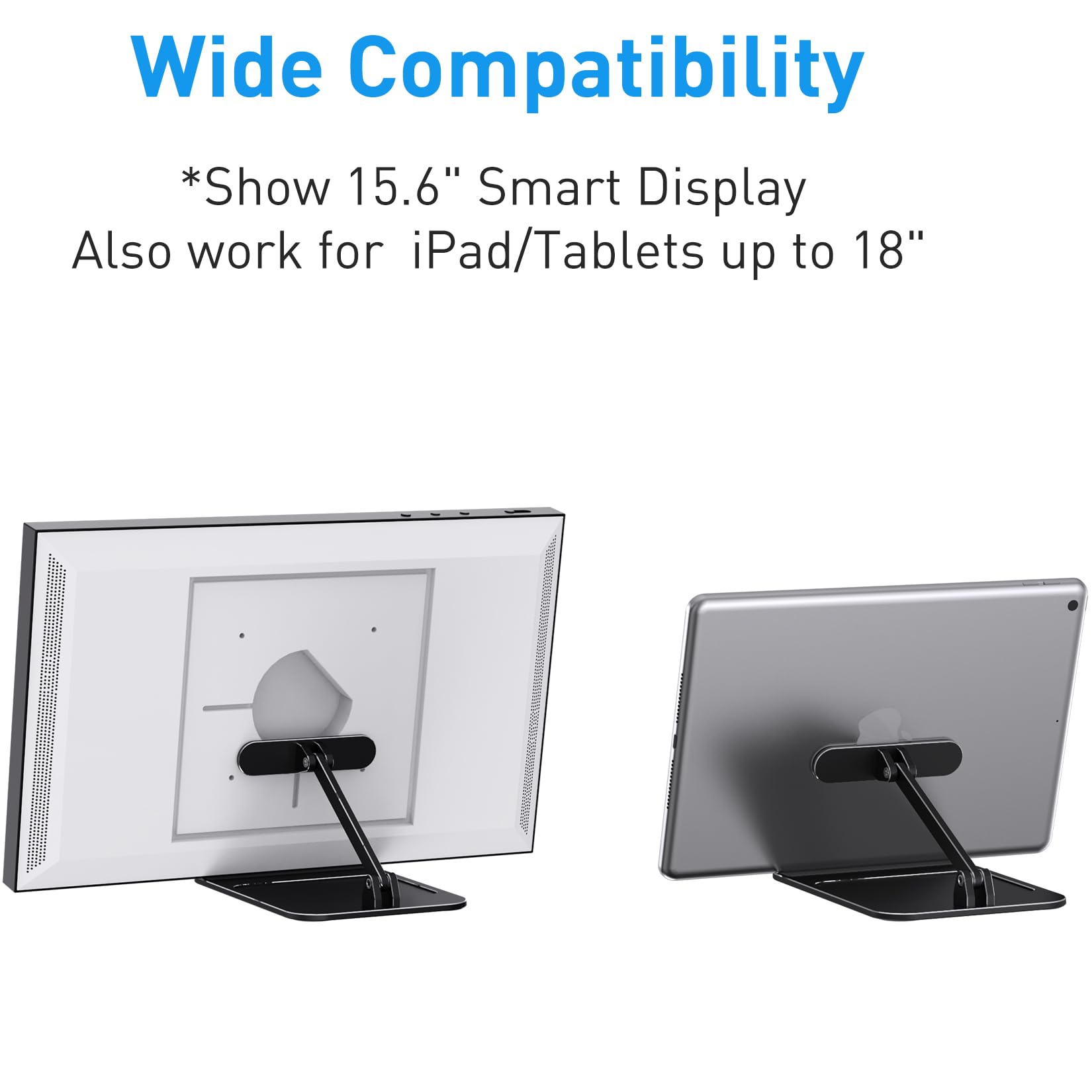 Almoz Show 15 Stand Aluminum, Tilt Stand for Show 15.6" Smart Display and Up to 18" iPad/Tablets, with Storage Tray, Compact Size, Durable and Stable (Black)