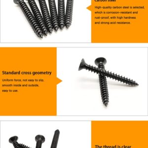 Indprod M3 Flat Head Wood Screws Assortment Fasteners Kit 450pcs,Phillips Drive Countersunk Head Self-Tapping Screws,Carbon Steel