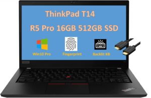 lenovo thinkpad t14 14-inch fhd 16gb ram, 512gb ssd, amd 6-core ryzen 5 pro 4650u(beats i7-1165g7) ips business laptop, backlit, fingerprint, webcam, ist cable, windows 10 pro / 11 pro (renewed)