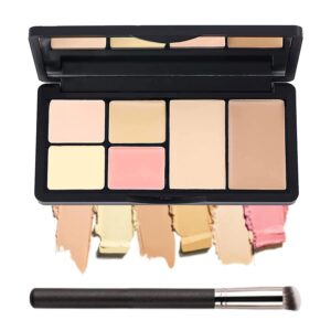 6 colors correcting concealer palette, makeup cream contour palette with brush, contouring foundation highlighting concealer palette for conceals dark circles, redness, acne, blemish