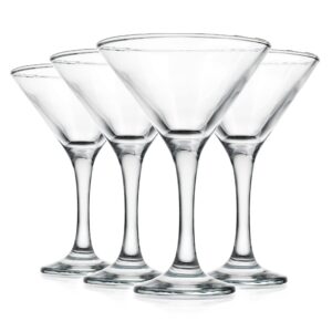 Glaver's Martini Glasses Set of 4 Cocktail Glasses, 6 Ounce Premium Strong Lead-Free Glass, Stemmed Margarita Glasses, For Bar, Martini, And More Dishwasher Safe