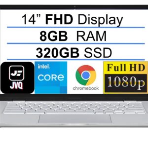 ASUS Newest 14" FHD Chromebook Laptop, Intel Core m3-8100Y(up to 3.4 GHz), 320GB Space(64GB eMMC+256GB Card), 8GB RAM, Webcam, WiFi, USB, Bluetooth, Backlit Keyboard, Chrome OS, Silver+JVQ MP