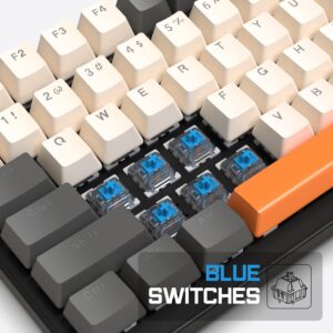 ZIYOU LANG K3 Mechanical Gaming Keyboard and Mouse Combo, 98Key Backlit Keyboard and Ultra-Light Honeycomb Shell Mouse, Blue Switch Coiled Type-C to USB Cable Wired Keyboard for PC/Mac/Windows