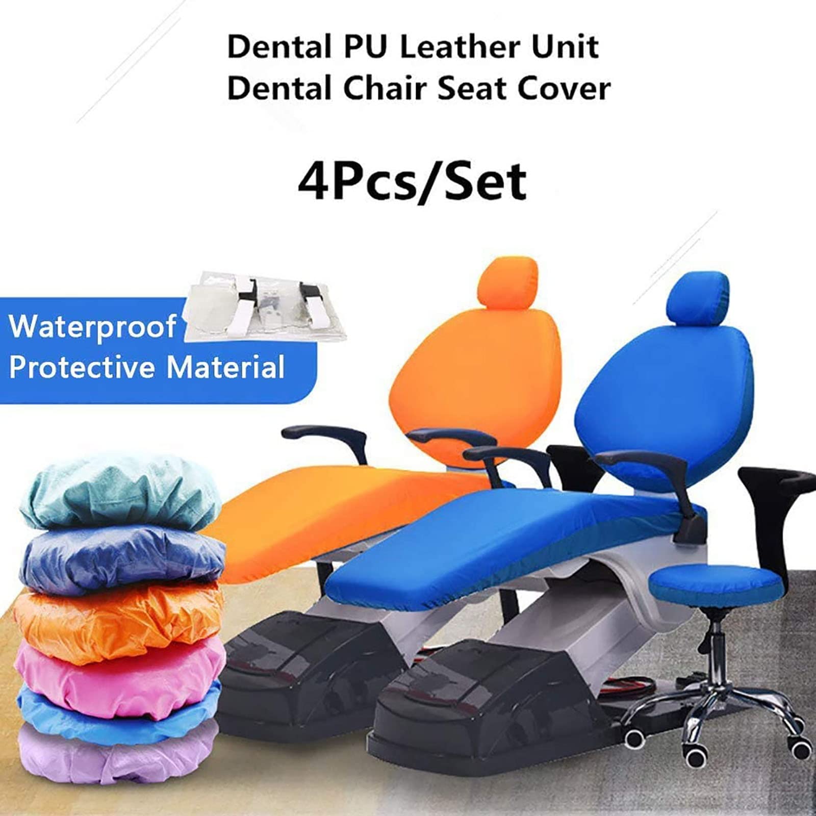 4 Pieces/Set Waterproof Protective Cover Elastic PU Leather - Dental Chair Set - Dental Chair Cover - Dental Chair Seat Cover Headrest Headrest Backrest Protective Cover Dentist Equipment ( Color : G