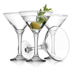 Glaver's Martini Glasses Set of 4 Cocktail Glasses, 6 Ounce Premium Strong Lead-Free Glass, Stemmed Margarita Glasses, For Bar, Martini, And More Dishwasher Safe