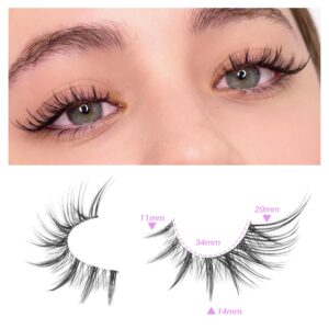 ALICE Manga Lashes Fox Eye False Clear Band Cat Wispy Anime Eyelashes Spiky Cosplay Fake Eye Lashes 7 Pairs Pack