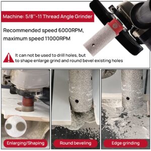 FOCSTOL Diamond Finger Milling Bit - 1''(25mm) Core Drill Bit for Enlarging Shaping Grinding and Round Bevel Existing Holes in Tile Porcelain Ceramic Granite Marble 5/8''-11 Thread