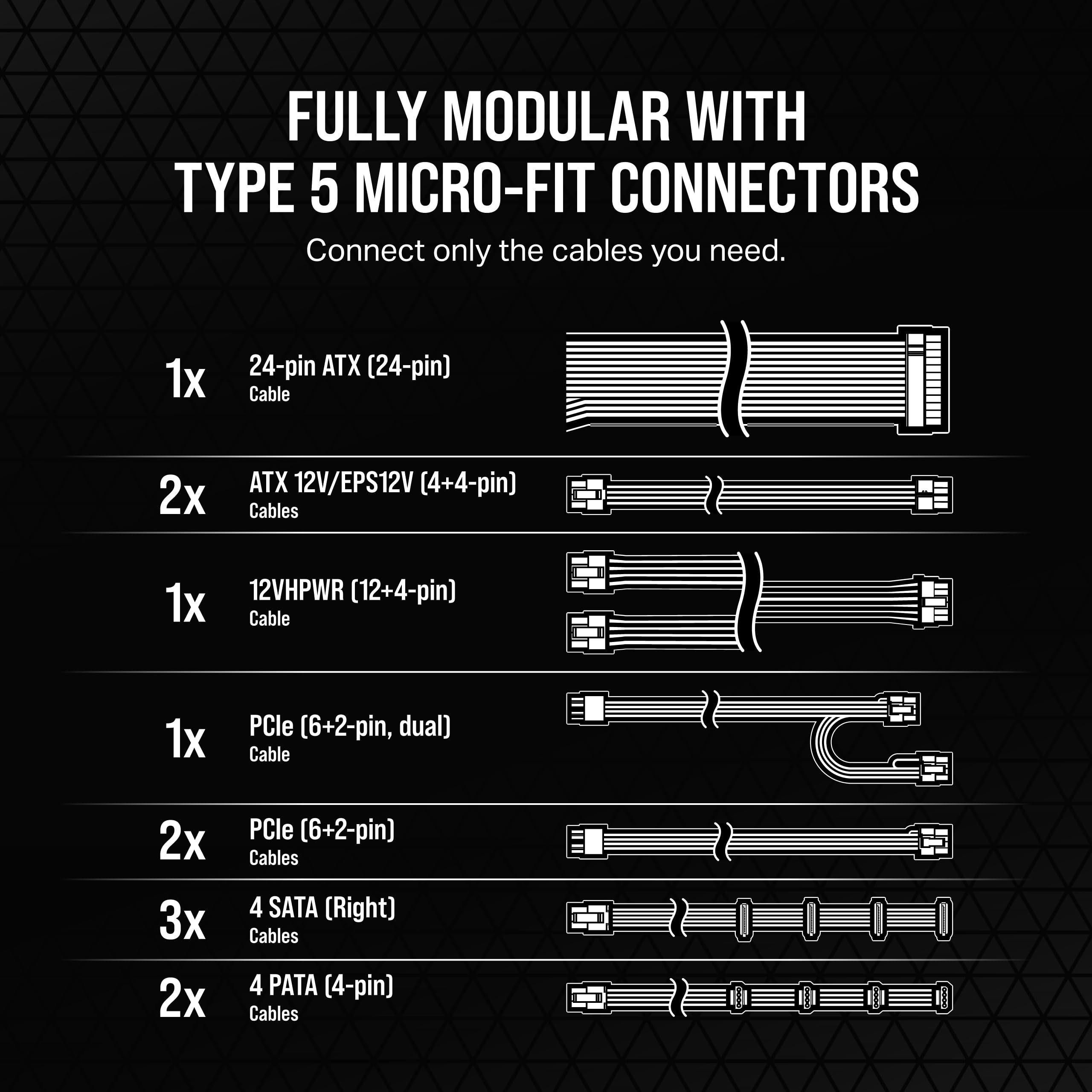 Corsair RM850x SHIFT Fully Modular ATX Power Supply - 80 PLUS Gold - ATX 3.0 - PCIe 5.0 - Zero RPM - Modular Side Interface - Black