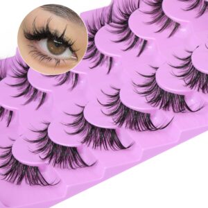 ALICE Manga Lashes Fox Eye False Clear Band Cat Wispy Anime Eyelashes Spiky Cosplay Fake Eye Lashes 7 Pairs Pack