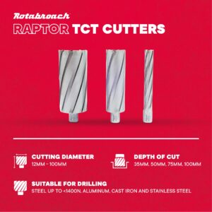 Rotabroach TCT Annular Cutter Set 7pc - RAPK2000 Magnetic Drilling Annular Tungsten Carbide Tipped Steel Cutting Drill Bits 7 Piece Kit 14, 16, 18, 20 & 22mm