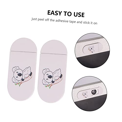 SOLUSTRE White Pc 4pcs Parts Sticker Animal Privacy Cartoon Protector Slider Computer Smartphone Camera Koala Lens Laptop Pattern for Cover Color Accessories Slide Tablet Notebook Phone White Slides