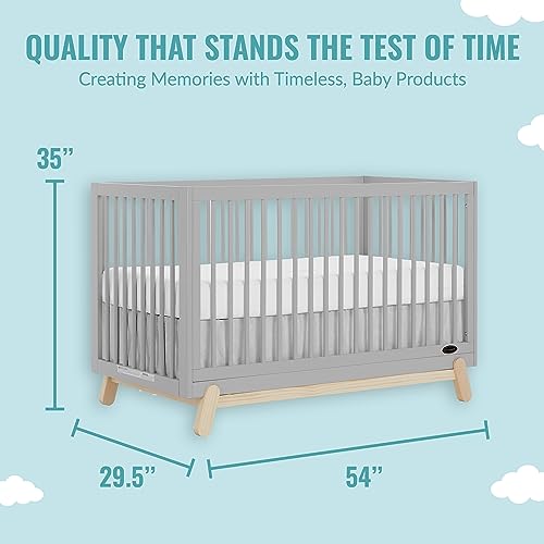 Dream On Me Hygge 5-in-1 Convertible Crib in Pebble Grey Oak, JPMA & Greenguard Gold Certified, Made of Sustainable Pinewood, Easy to Clean, Safe Wooden Nursery Furniture