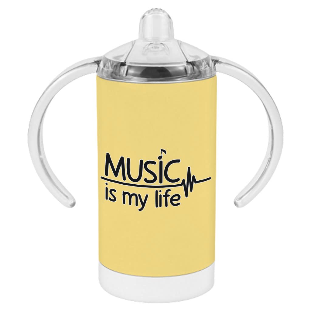 Music is My Life Sippy Cup - Print Baby Sippy Cup - Heartbeat Sippy Cup