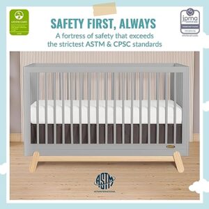 Dream On Me Hygge 5-in-1 Convertible Crib in Pebble Grey Oak, JPMA & Greenguard Gold Certified, Made of Sustainable Pinewood, Easy to Clean, Safe Wooden Nursery Furniture