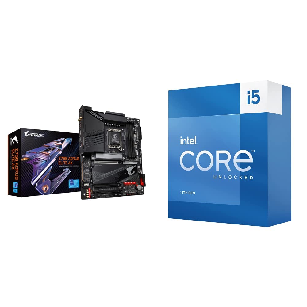 GIGABYTE Z790 AORUS Elite AX Intel LGA 1700 ATX Motherboard and Intel Core i5-13600K 14 Core Desktop Processor Bundle