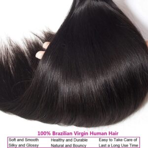 10A Straight Bundles Human Hair 16 18 20 Inch Brazilian 100% Unprocessed Virgin Weave 3 Natural Black Color