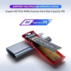 M2 SSD Case M.2 to USB 3.1 Gen 2 10Gbps NVMe SSD Enclosure for NVMe PCIE M Key/ (B+M) Key SSD, M2 SSD Case CC