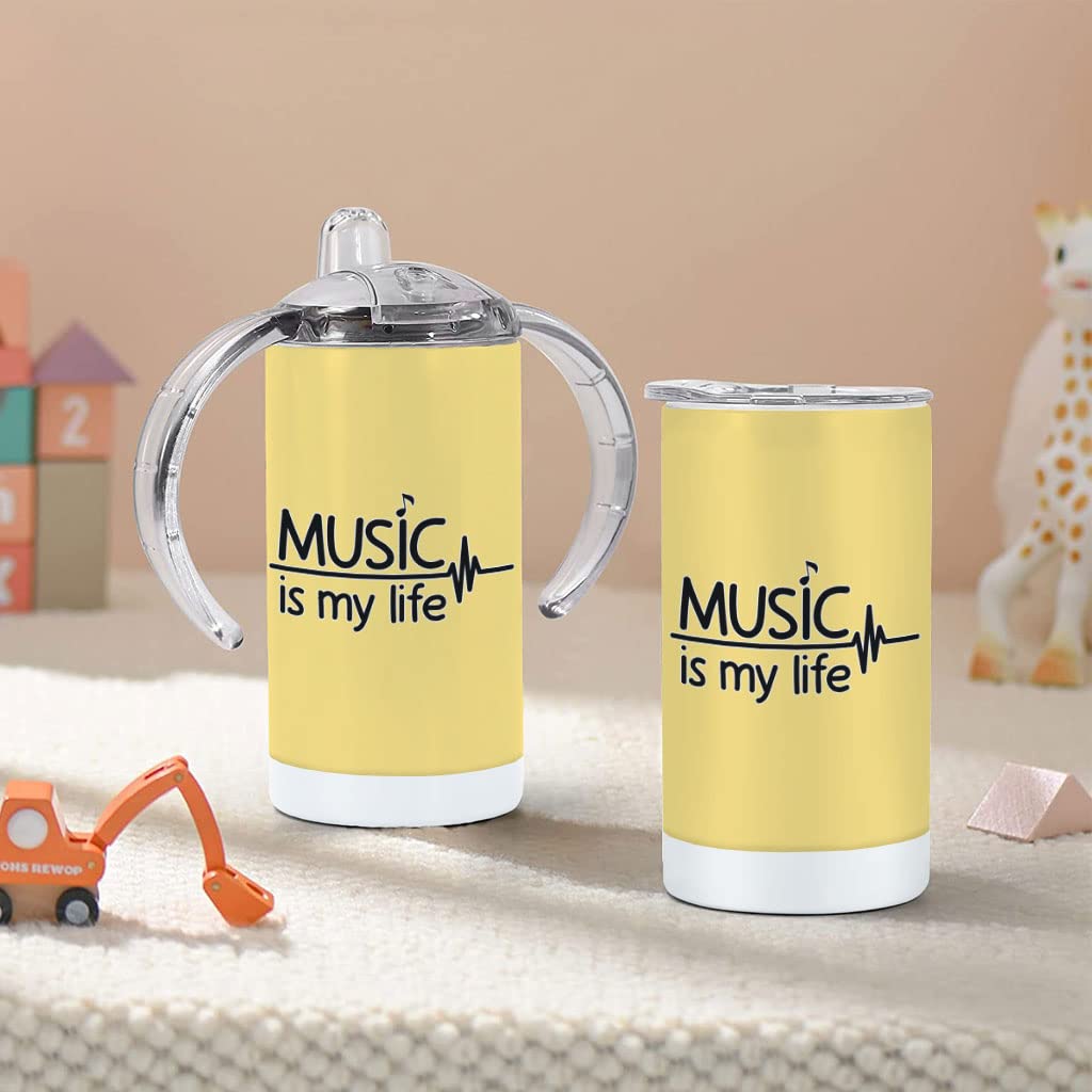 Music is My Life Sippy Cup - Print Baby Sippy Cup - Heartbeat Sippy Cup