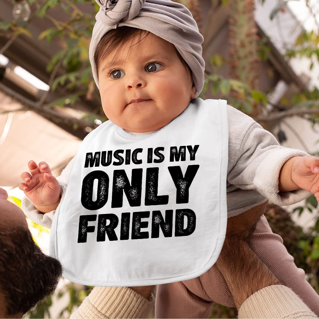 Music is My Only Friend Baby Bibs - Art Baby Feeding Bibs - Music Bibs for Eating