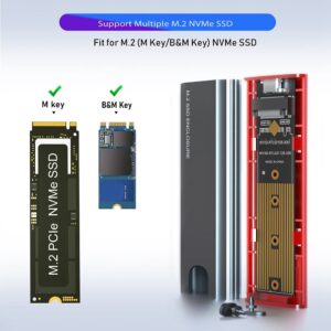 M2 SSD Case M.2 to USB 3.1 Gen 2 10Gbps NVMe SSD Enclosure for NVMe PCIE M Key/ (B+M) Key SSD, M2 SSD Case CC