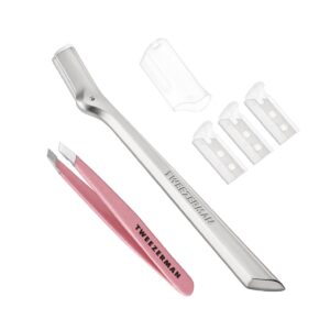 tweezerman exclusive eyebrow razor & tea rose mini slant tweezer