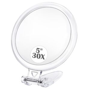 miyadiva magnifying mirror,30x hand mirror with handle,travel magnifying mirror with double-sided 1x/30x magnification,5 in handheld magnifying mirror,foldable makeup mirrors for everyone