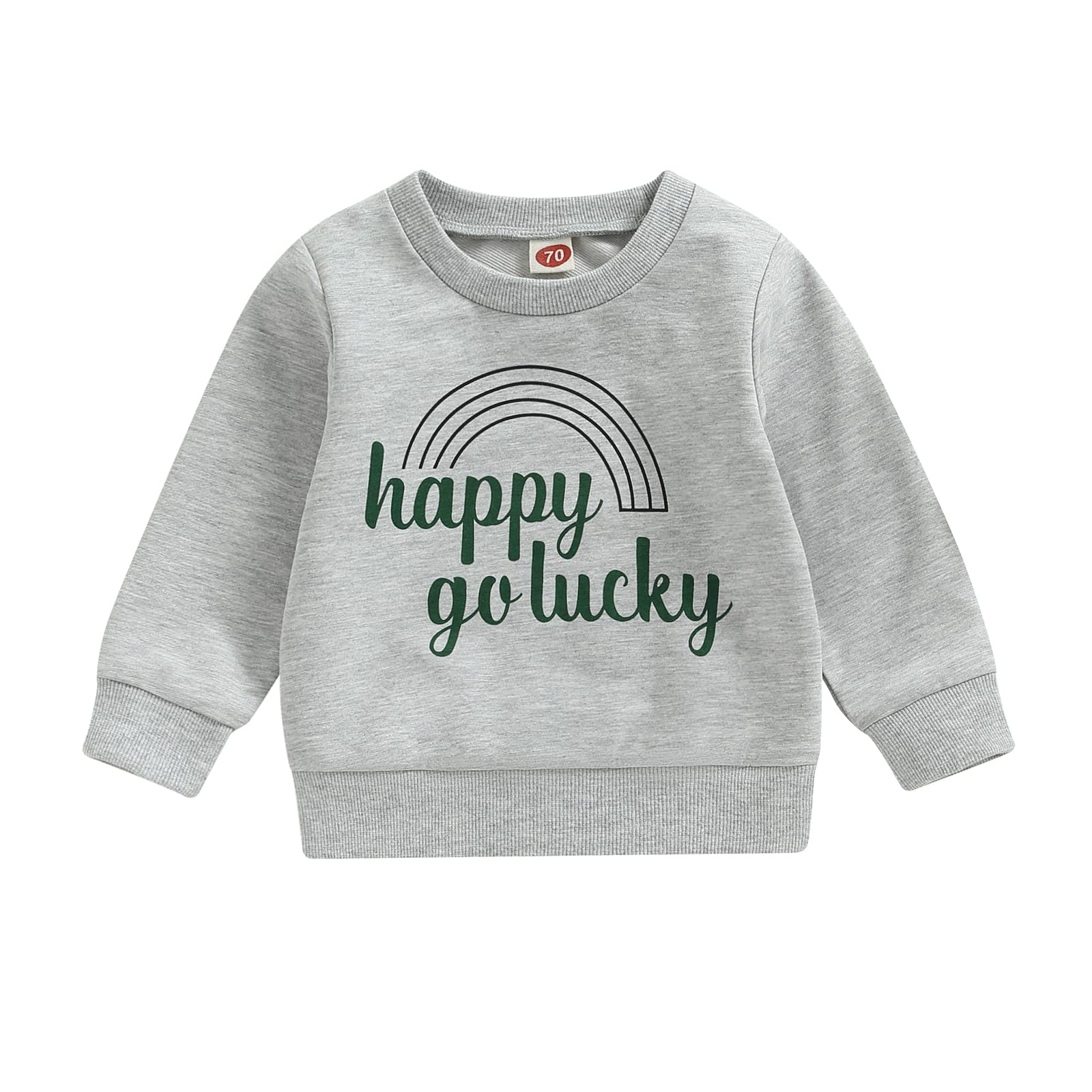 Infant Toddler Baby Girl Boy Oversized Sweatshirt Long Sleeve Top Shirt St. Patrick 's Day Outfit Clothes (Gray, 6-12 Months)