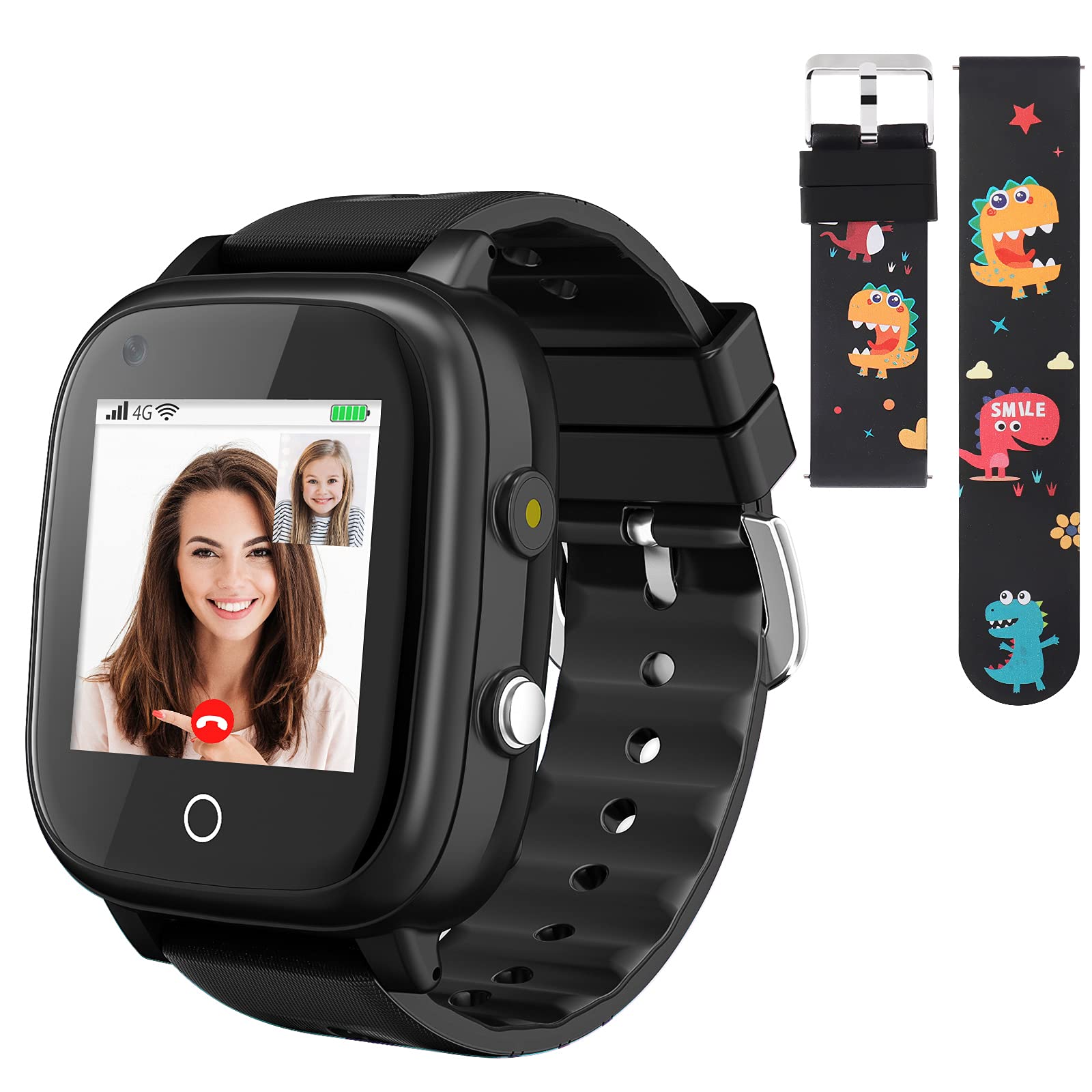 cjc 4G Kids Smart Watch with GPS Tracker and Calling, 2-Way Call Voice & Video Chat SOS Alarm WiFi Waterproof Kid Cell Phone Wrist Watch for 3-12 Girls Boys Christmas Birthday Gifts