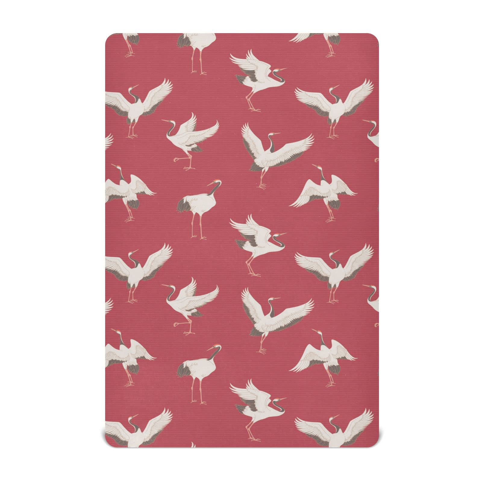 Fitted Playard Sheets Mini Crib Sheets Stretchy for Baby Girl Red Japanese Cranes Soft Neutral