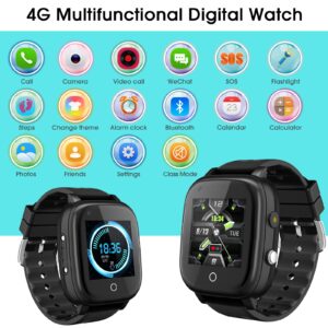 cjc 4G Kids Smart Watch with GPS Tracker and Calling, 2-Way Call Voice & Video Chat SOS Alarm WiFi Waterproof Kid Cell Phone Wrist Watch for 3-12 Girls Boys Christmas Birthday Gifts