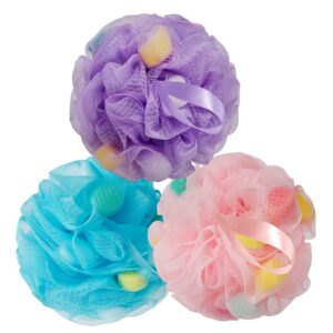 bckeney bath loofah shower sponge body back scrubber soft mesh shower puffs exfoliating loofa for women & men bath accessories cleaning tool (3pcs 40g s, sponge style)