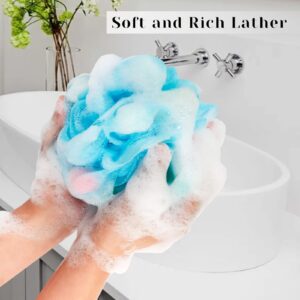 BCKENEY Bath Loofah Shower Sponge Body Back Scrubber Soft Mesh Shower Puffs Exfoliating Loofa for Women & Men Bath Accessories Cleaning Tool (3Pcs 40G S, Sponge Style)