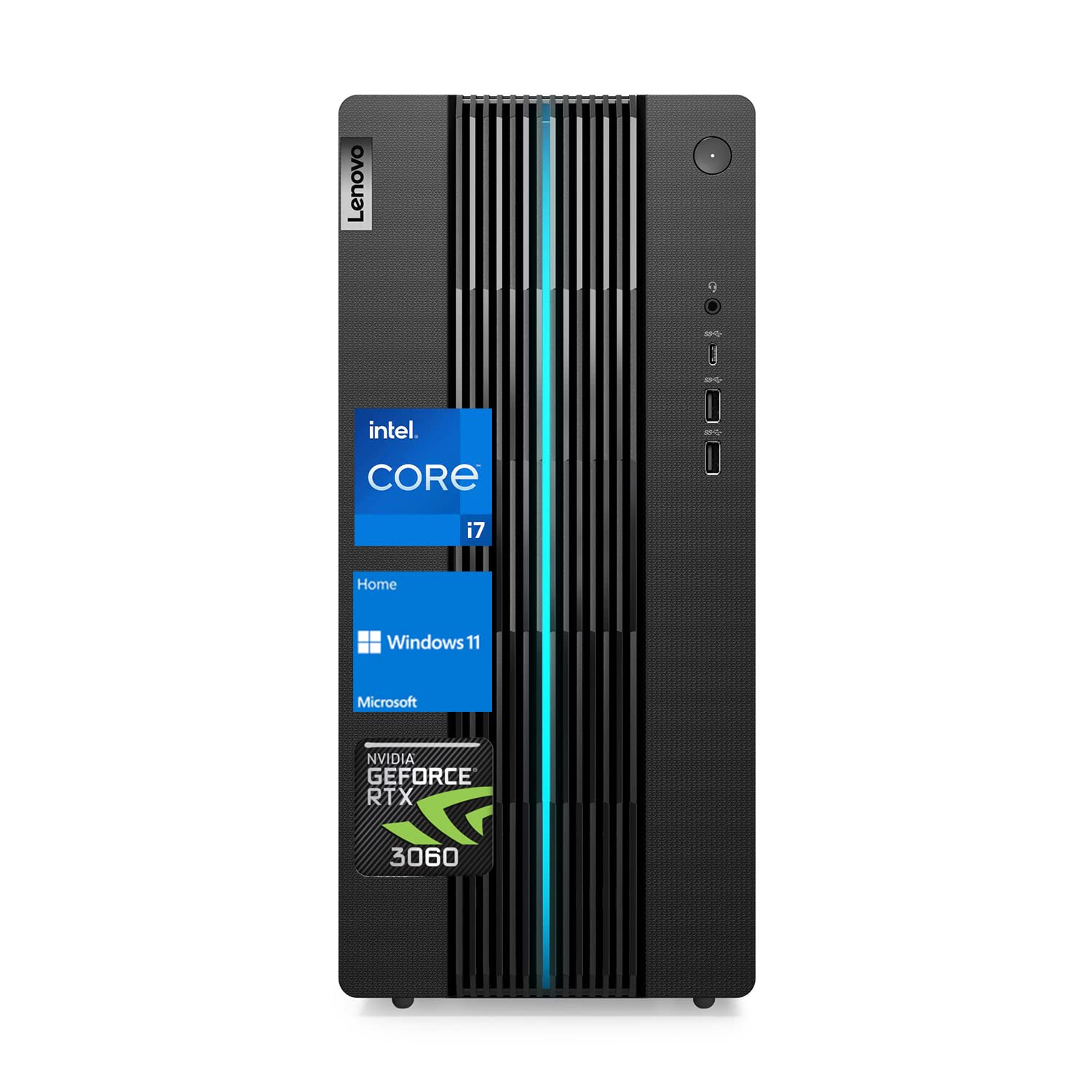 Lenovo IdeaCentre 5 Gaming Desktop, Intel Core i7-12700 Processor, Geforce RTX 3060, 32GB RAM, 512GB PCIe SSD + 1TB 3.5" HDD, Wi-Fi 6, HDMI, DisplayPort, Windows 11 Home, Black