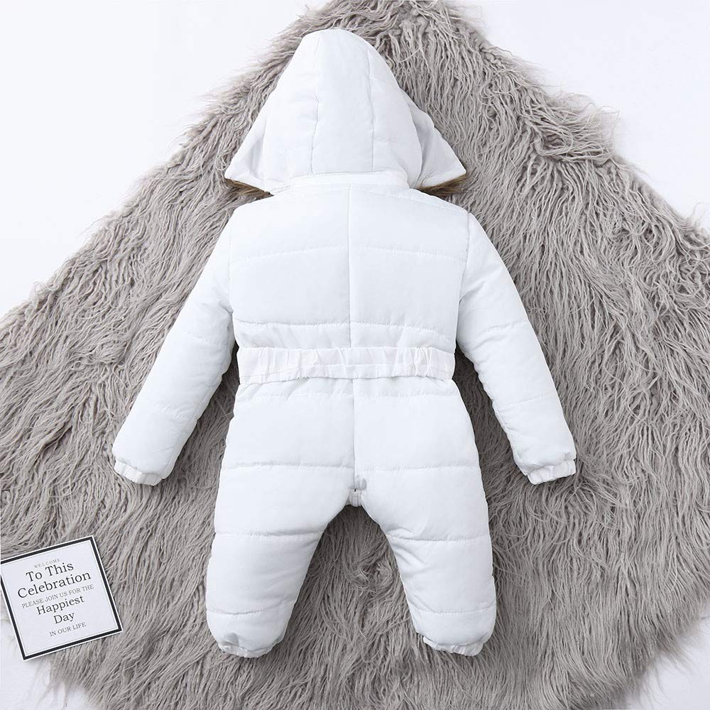 Boy Baby Coat Jumpsuit Warm Girl Winter Infant Jacket Outerwear Hooded Romper Boys Snow Suits (Q-White, 3 Months)