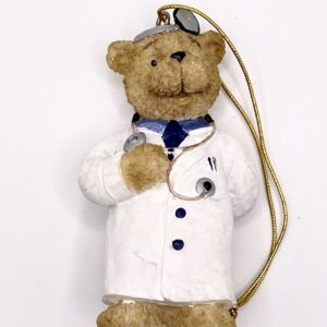 Doctor Bear Hanging Ornament with Stethoscope and White lab Coat