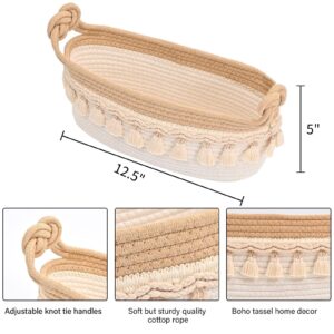 Woven Baskets for Organizing, 12.5"x6.5"x5" Small Baskets for Gifts Empty Toilet Paper Storage Baskets with Handles Decorative Basket for Shelves Bedroom Nursery Halloween