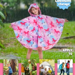 WAWSAM Lightweight Kids Rain Poncho Reusable Toddler Raincoat Waterproof Girls Rain Jacket