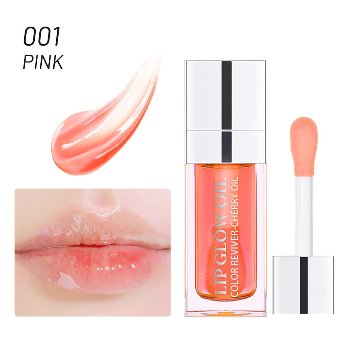 WFWJ Lip Color Lip Oil, Hydrating, Plumping, Glossy Finish (#01 Pink, 2 Pack)