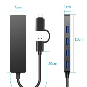 USB 3.0 Hub 2 in1 4-Port, Siawclub USB C to USB Splitter Expander for MacBook Pro, Laptop, Xbox, Flash Drive, HDD, Printer, Camera, Keyborad, Mouse