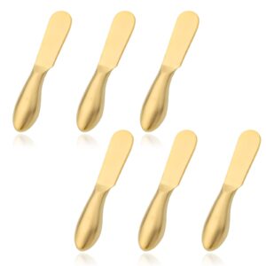 jashii 6pcs gold cheese butter spreader knife set, bread knife jam spatula set one-piece 304 stainless steel cheese knife set for thanksgiveing housewarming christmas - spreader knife