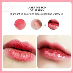 WFWJ Lip Color Lip Oil, Hydrating, Plumping, Glossy Finish (#01 Pink, 2 Pack)