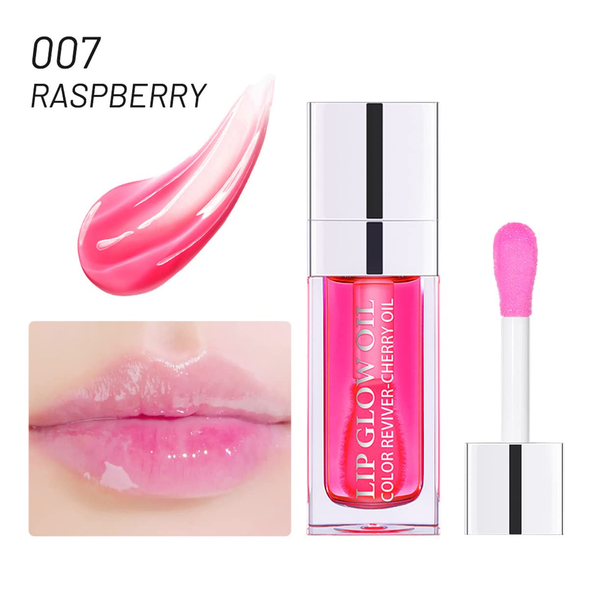 WFWJ Hydrating Lip Glow Oil,Plumping Lip Oil,Tinted Lip Balm Lip Care,Transparent Toot Lip Oil,Moisturizing Lip Gloss,Lip Plumper Gloss Make Lips Fuller and Moisturizing(#07 Raspberry)