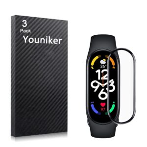 youniker 3 pack compatible with xiaomi mi band 7 screen protector film for xiaomi smart band 7 screen protectors foils 3d full coverage screen cover crystal clear anti-scratch