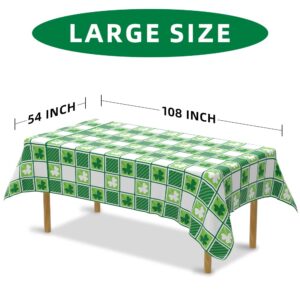 Labeol St Patricks Day Tablecloth, 3 PCS St Patrick's Shamrock Tablecloth, 54"x108" Clover Green Disposable Vinyl Rectangle Tablecloth, St Patricks Day Decorations for Irish Festival St. Patrick's Day