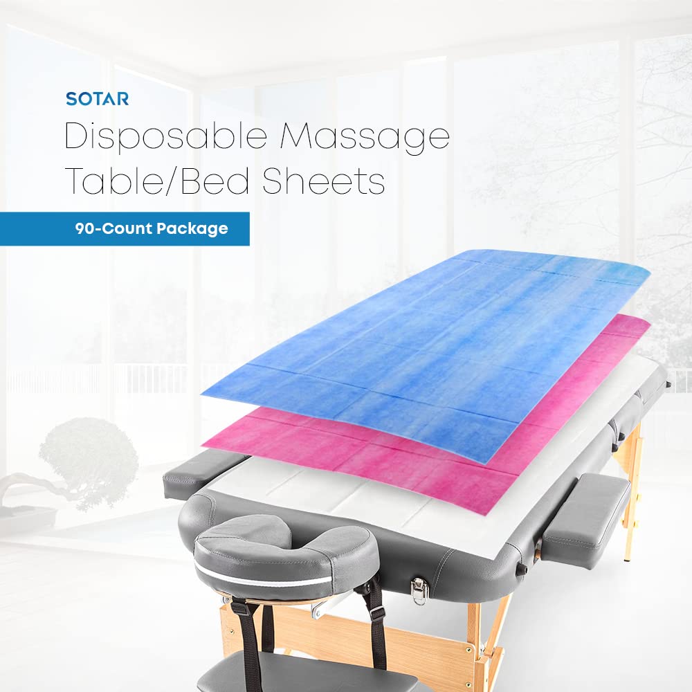 SOTAR Disposable Massage Table-Bed Sheets - 90 Count 31.5" x 71" Waterproof Bed Covers - Non-Woven Sanitary Flat Sheets Use at Home Salon & Spa Beds Medical Exam Tables Tattoo Parlors & More